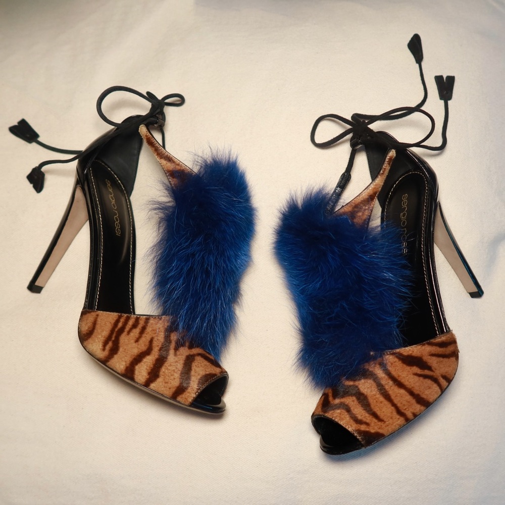 FW2011 sergio rossi fox fur sandals